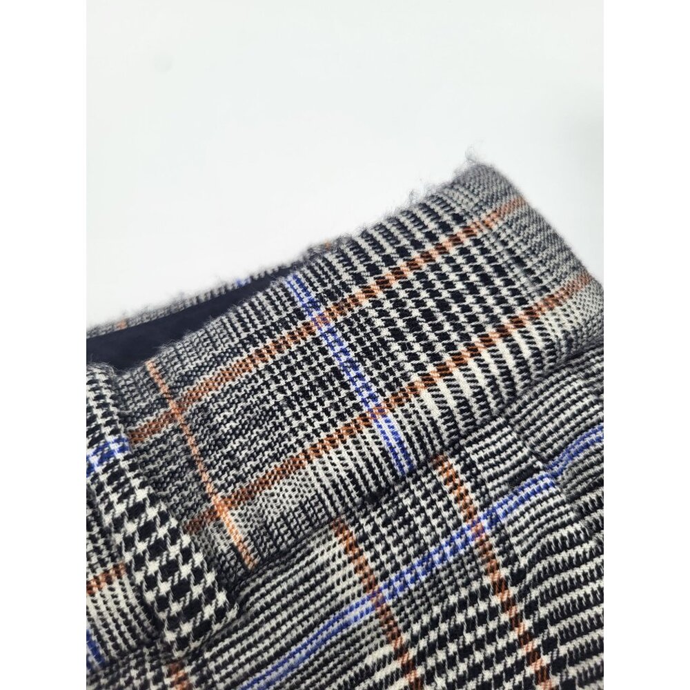 Theory Wool Blend Trousers Size 8 Autumn Plaid Straight Leg Ankle Acadamia - Picture 10 of 11